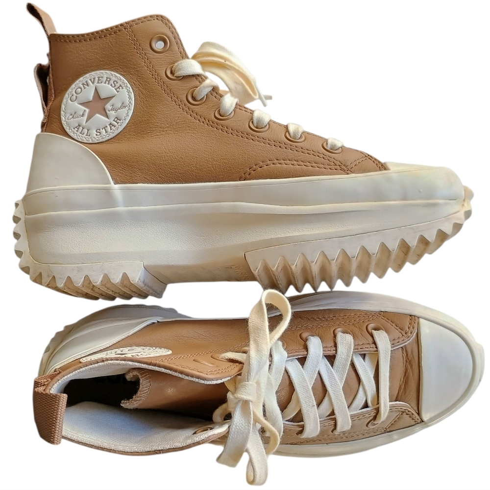 Converse Platform High-Tops in Tan and White